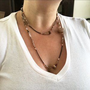 Nakamol long semi rose gold pink station necklace